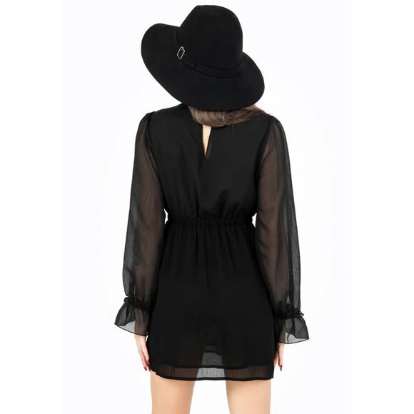 disturbia Spirit Sheer Pintuck Ruffle Mini Dress uk 16 - Picture 2 of 4